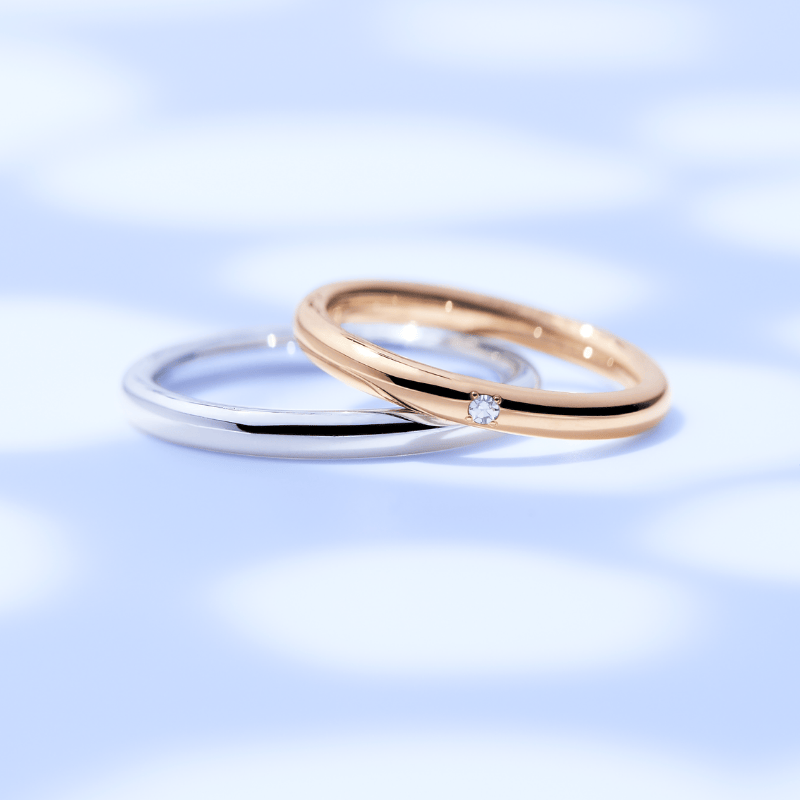 シンプルな結婚指輪 プラチナとピンクゴールド