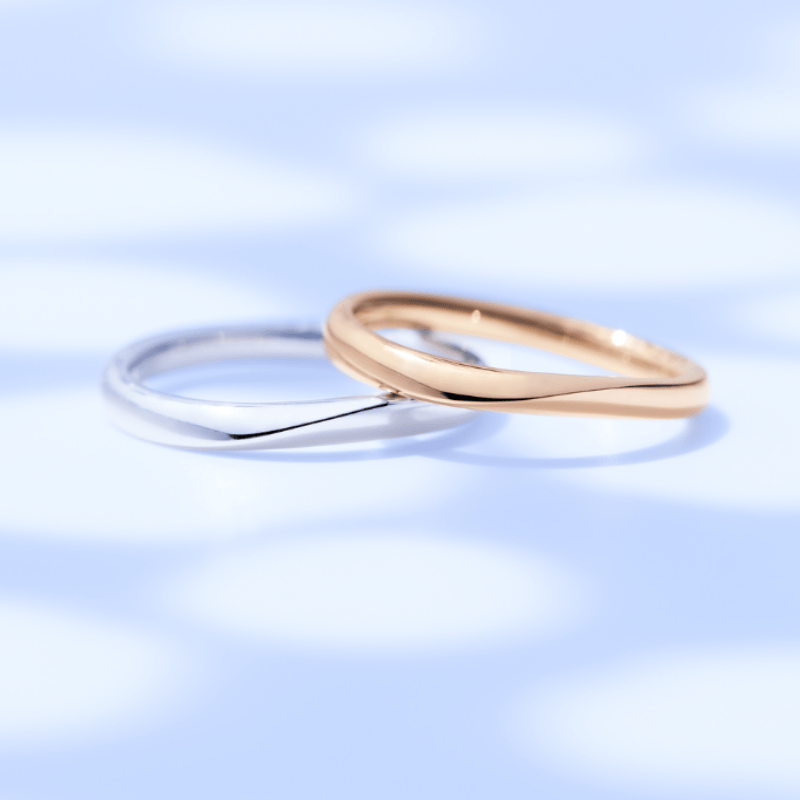 プラチナとピンクゴールドの結婚指輪の比較